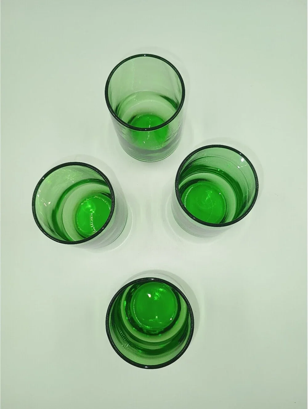 Set of 4 Vintage Green Glass Tumblers